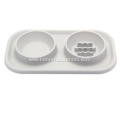 Silicone pet food bowl with SS bowl